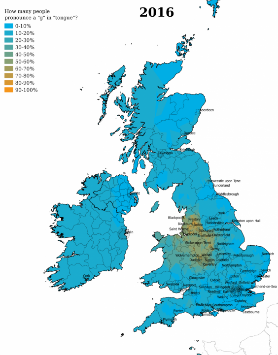 UK Map - Pronunciation in 2016